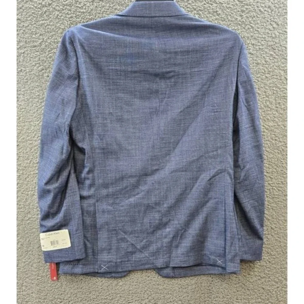 Calvin Klein Solid Slim Fit Soft Sport Coat Men's 40R Blue Button Closure L/S